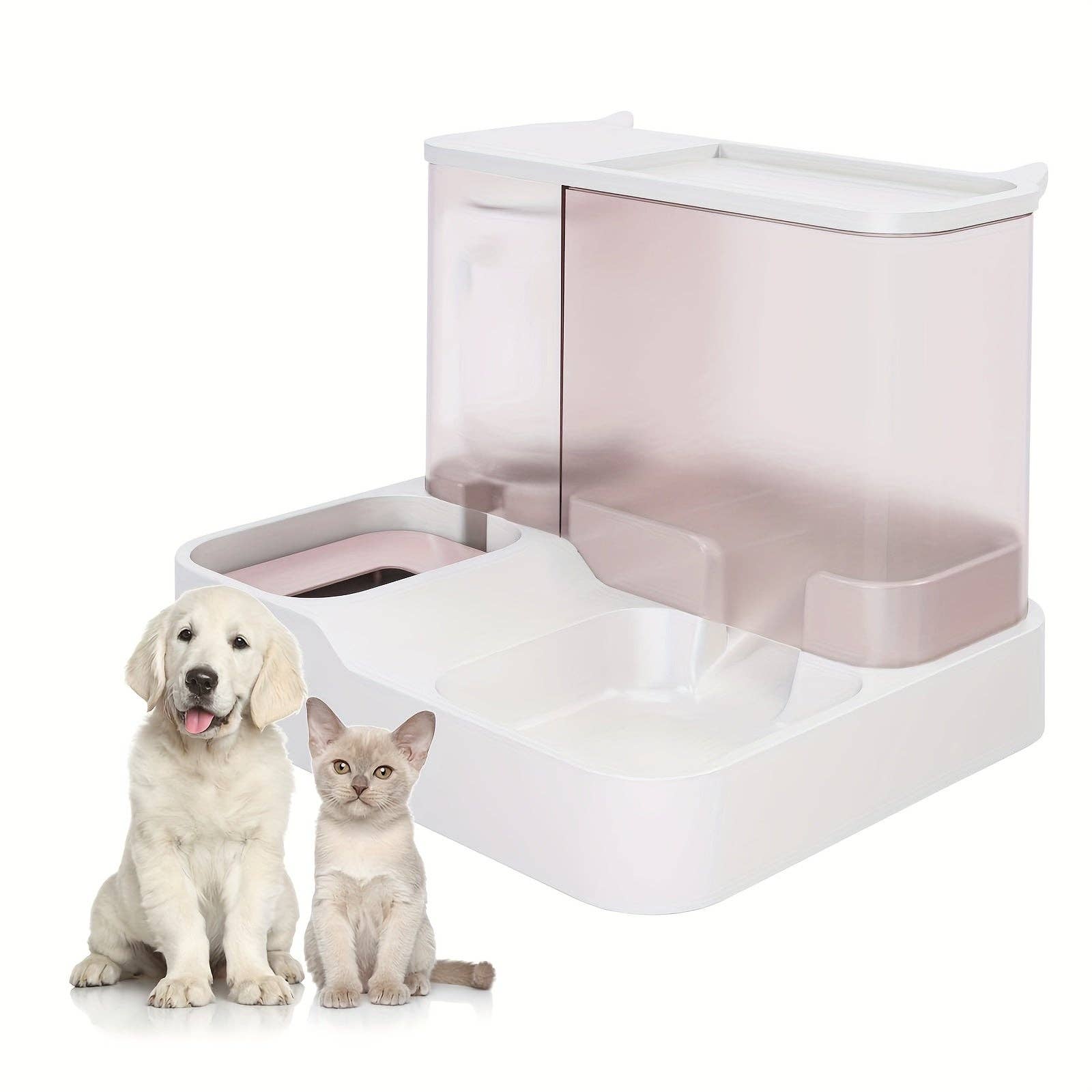 YIKELEATHER - 2-in-1 Automatic Pet Food Feeder And Water Dispenser, Gravity Design For Cats And Small Dogs (Grey): Gray